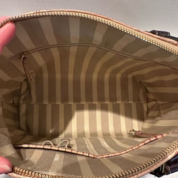 Brahmin Duxbury Satchel Golden Taupe Ombre Dark Brown Embossed Leather Excellent - Picture 7 of 8